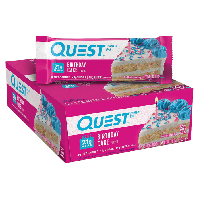 quest protein bar birthday cake (12x60g bars)