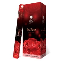 Flute incense sticks - Red rose, square packs - 6 x 20 sticks