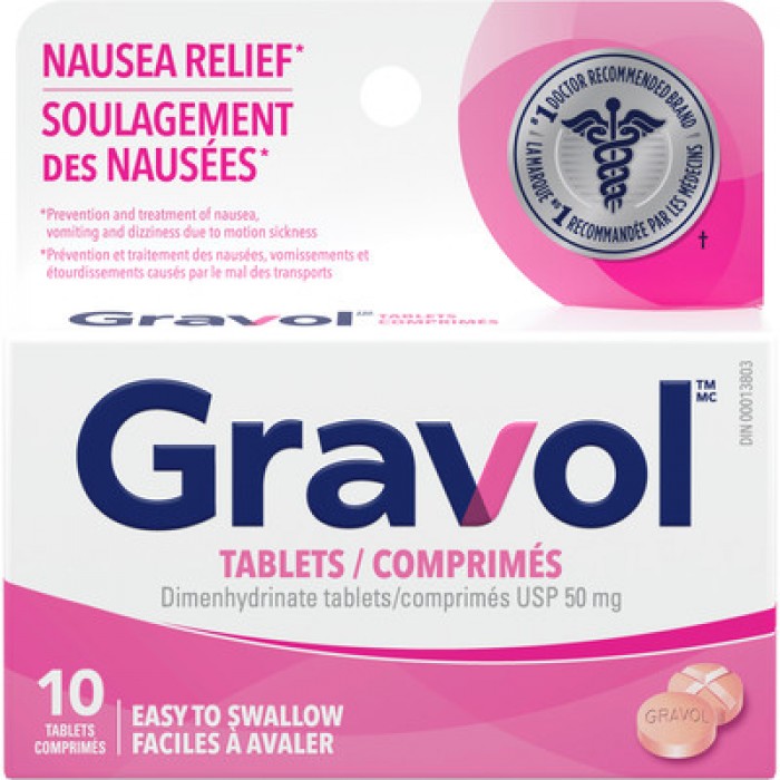 Gravol easy to swallow tablets 50 mg (10 tablets)