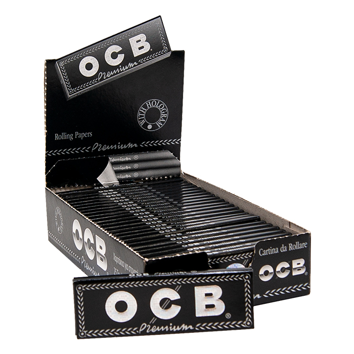 Ocb premium black rolling papers  1 1/4 25 packs x 50 leaves 