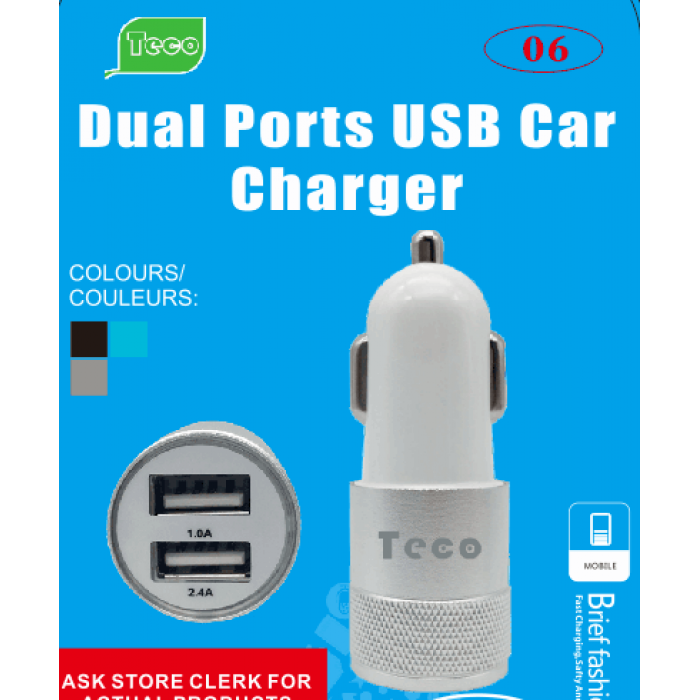 Teco Dual port Car Charger 2.4A Out put